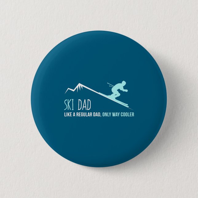 Ski Dad Funny Cute Winter Skiing Gift  Button (Front)