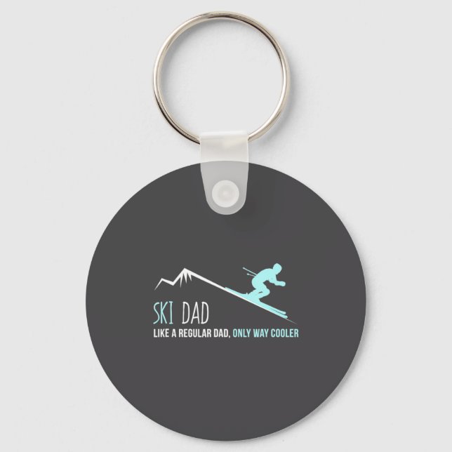 Ski Dad Funny Cute Winter Skiing Gift  Keychain (Front)
