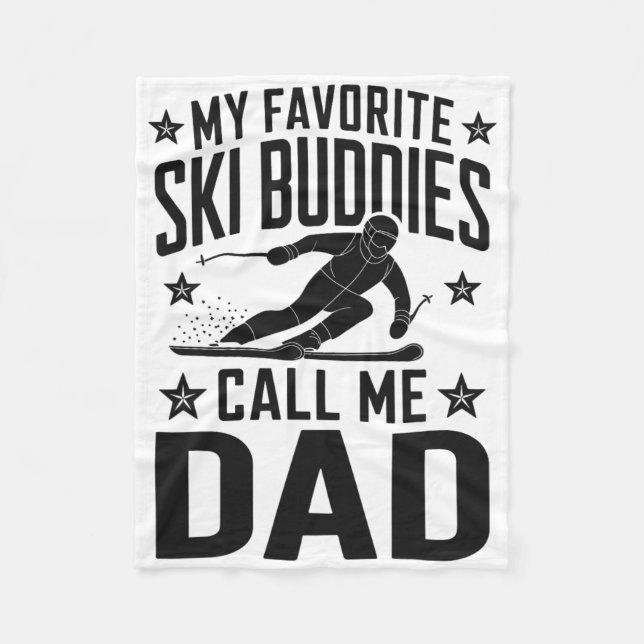 Ski Dad Humor Design Skiing Funny Skier  Fleece Blanket (Front)