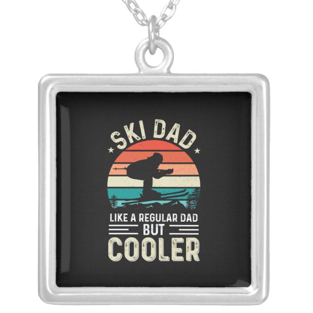 Ski Dad Silver Plated Necklace (Front)