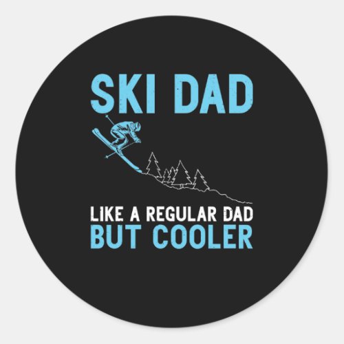 Ski Dad Skier Fathers Day Gift Skiing Dad Classic Round Sticker