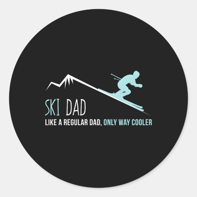 Ski Dad Winter Skiing Classic Round Sticker (Front)