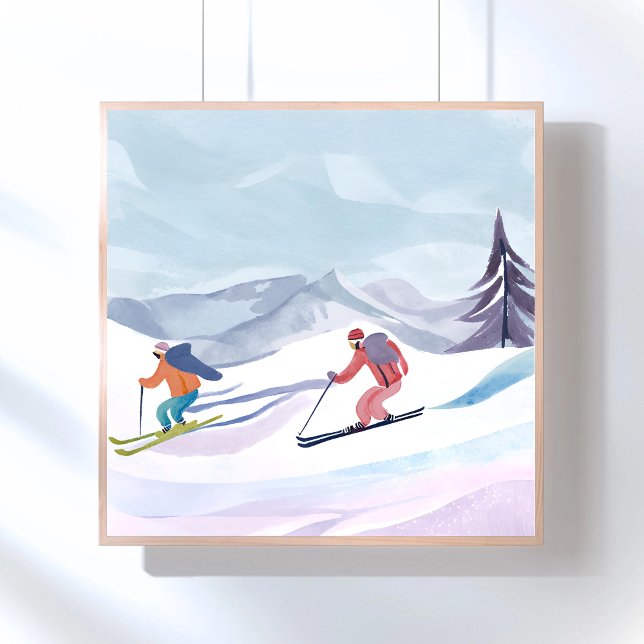 Ski Day | Watercolor Winter Mountain Poster (Creator Uploaded)