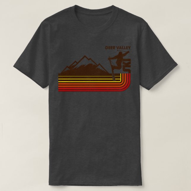 Ski Deer Valley 70S Retro Stripe T-Shirt (Design Front)