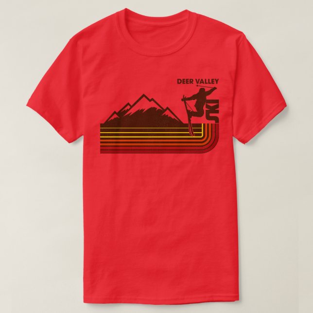 Ski Deer Valley 70S Retro Stripe T-Shirt (Design Front)
