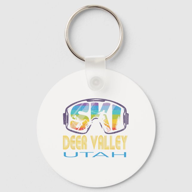 Ski Deer Valley Utah Skiing Vacation  Keychain (Front)