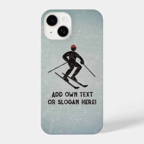 Ski Design _ Painted Metal Look Skier _ add text iPhone 14 Case