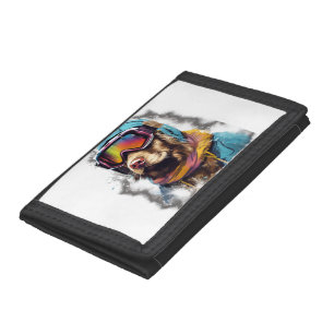 Ski Dog in Ski Googles 2 Tri-fold Wallet