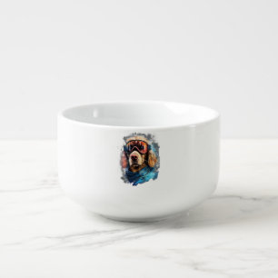 Ski Dog in Ski Googles 3 Soup Mug