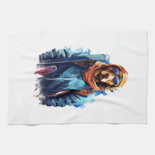 Ski Dog in Ski Googles 5 Kitchen Towel