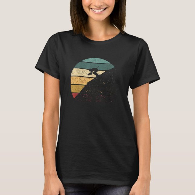 Ski Downhill Funny Drifting Skier Snow Winter Spor T-Shirt (Front)