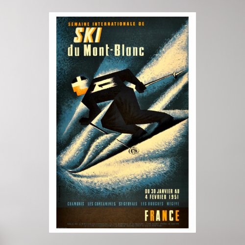 Ski du Mont_Blanc Vintage Travel Poster