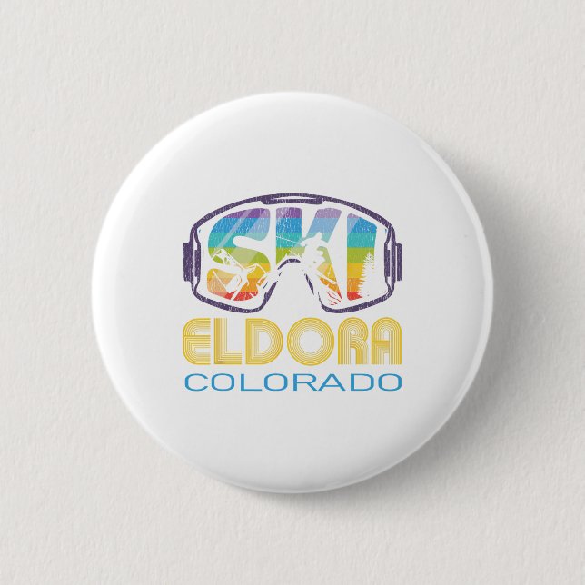 Ski Eldora Colorado Skiing Vacation  Button (Front)