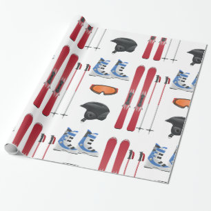 Ski Equipment Glossy Wrapping Paper