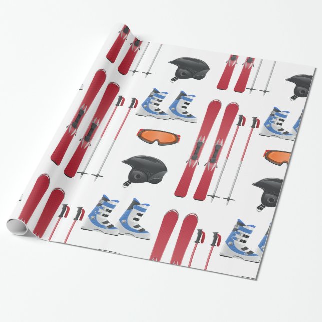 Ski Equipment Glossy Wrapping Paper (Unrolled)