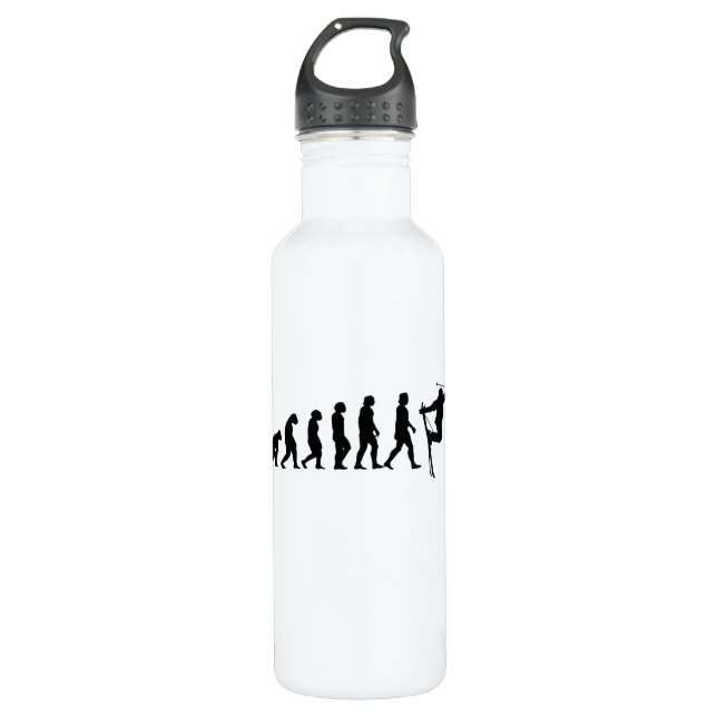 Ski Evolution Skiing Winter Slopes Gift Stainless Steel Water Bottle (Front)