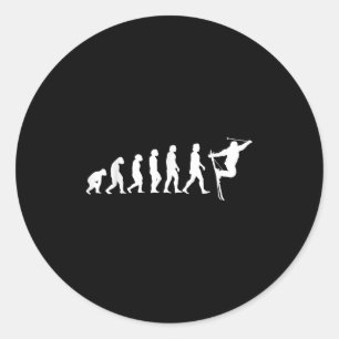 Ski Evolution Skiing Winter Sports Piste Funny Ski Classic Round Sticker