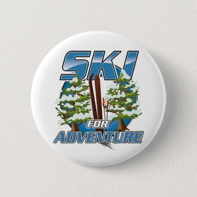 Ski for adventure travel logo button (Front)