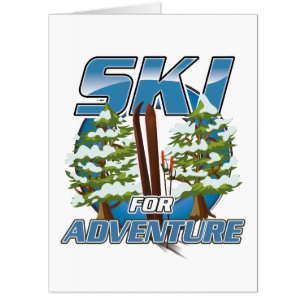 Ski for adventure travel logo button card