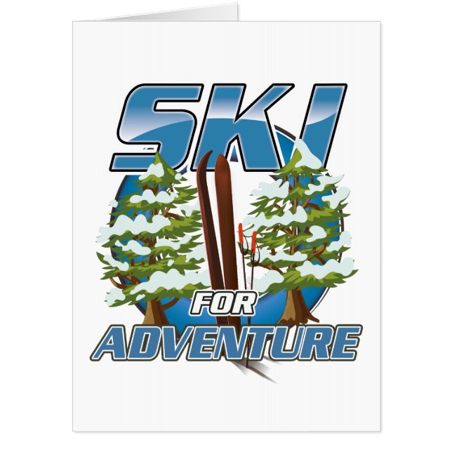 Ski for adventure travel logo button card (Front)
