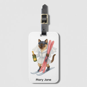 Ski for Bachelorette Party Siamese cat lovers  Luggage Tag