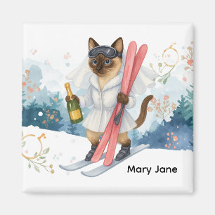 Ski for Bachelorette Party Siamese cat lovers Magnet