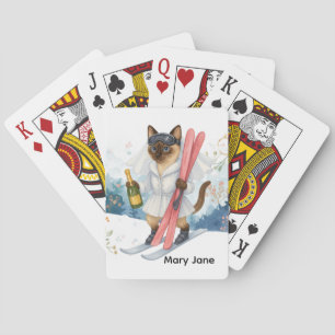 Ski for Bachelorette Party Siamese cat lovers Poker Cards