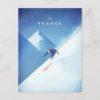 Ski France Vintage Travel Poster - Art Postcard by VintagePosterCompany at Zazzle