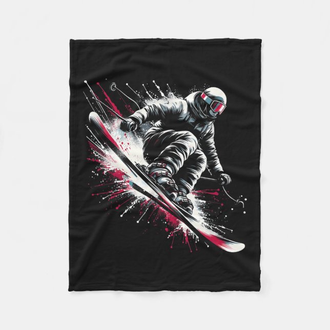 Ski Freestyle Skiing Freeski Winter Extreme Sports Fleece Blanket (Front)