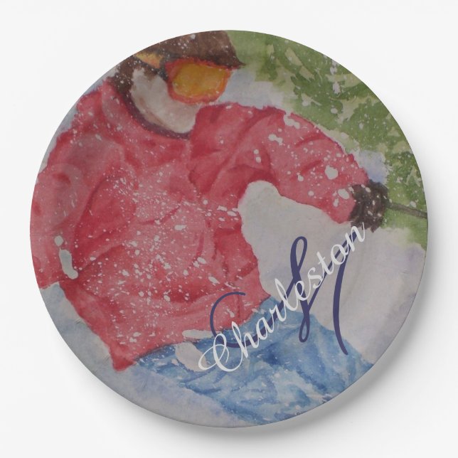 Ski Fun Celebration Party Paper Plates (Front)