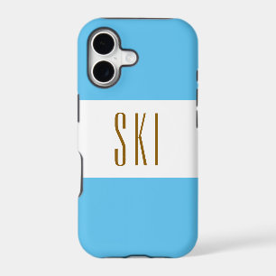 SKI Fun Chic Sporty Bright Sky Blue White Stripes iPhone 17 Case