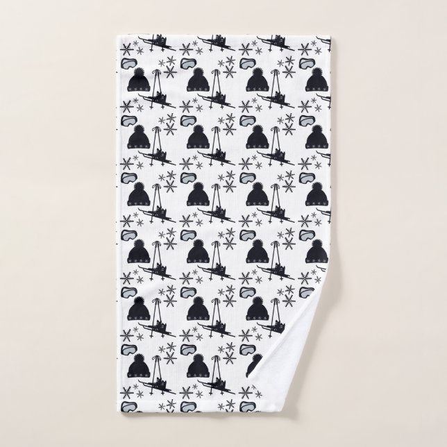 Ski fun with snowflakes hand towel  (Hand Towel)