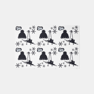 Ski fun with snowflakes rug