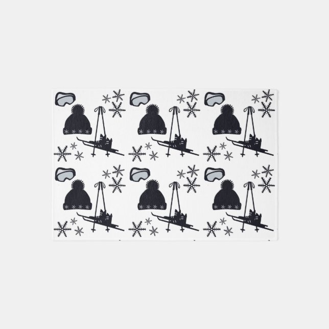 Ski fun with snowflakes rug (Front)