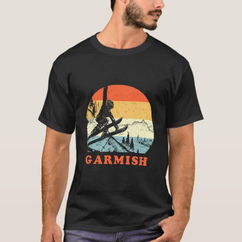 Ski Garmish Germany Vintage Snow Skiing Vacation T_Shirt