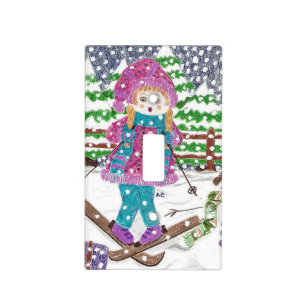 Ski girl cute kids room light switch cover