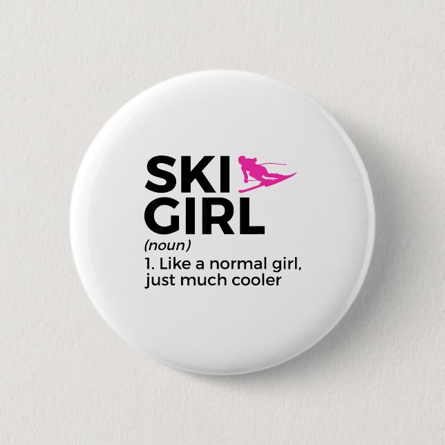 Ski girl definition funny ski  button (Front)