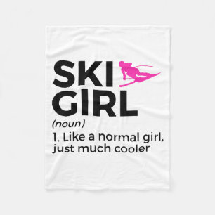 Ski girl definition funny ski  fleece blanket