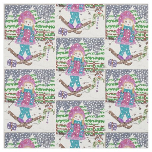 Ski girl fabric