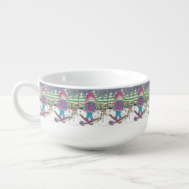 Ski girl pattern soup bowl (Right)