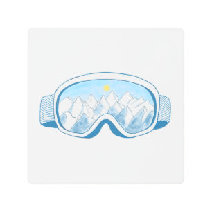 Ski Goggles Illustration   Metal Print