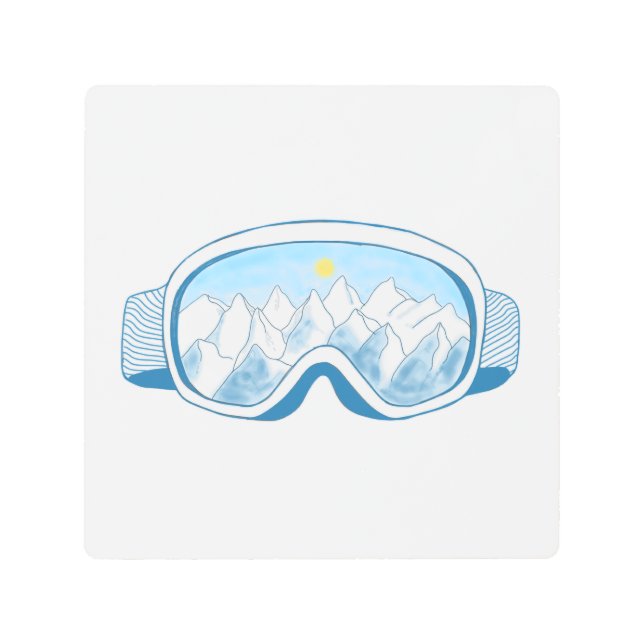 Ski Goggles Illustration   Metal Print (Front)