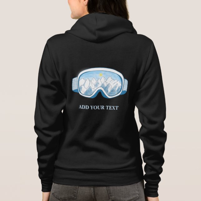 Ski Goggles Illustration Personalized Black Hoodie (Back)