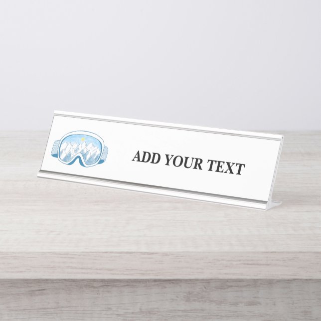 Ski Goggles Illustration Personalized   Desk Name Plate (Front)