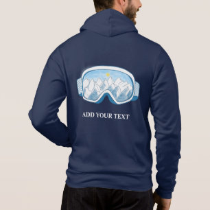 Ski Goggles Illustration Personalized Navy Blue Hoodie