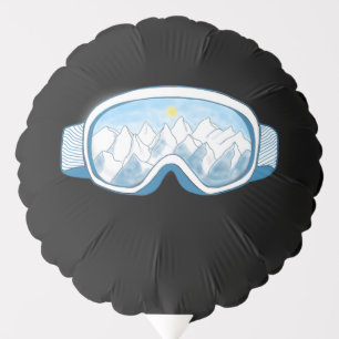 Ski Goggles Mountain Reflection Black Balloon