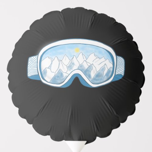 Ski Goggles Mountain Reflection Black  Balloon
