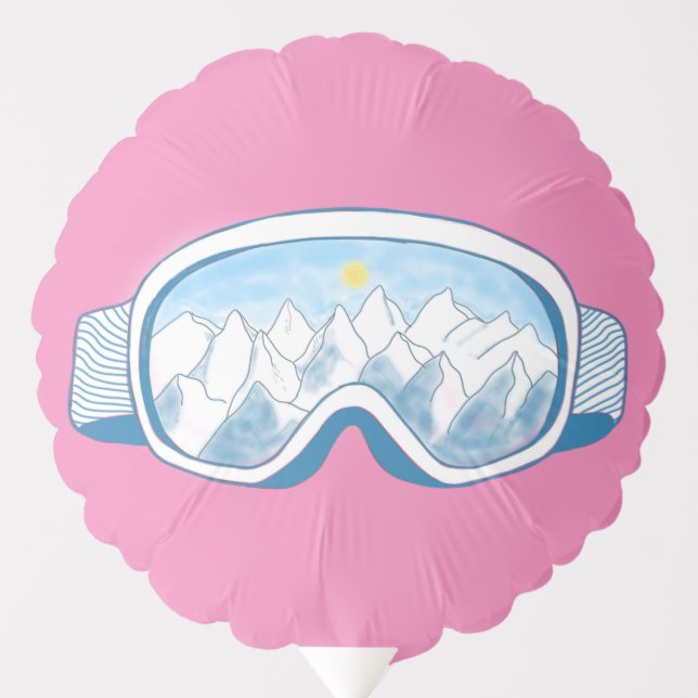 Ski Goggles Mountain Reflection Pink Balloon (Front)