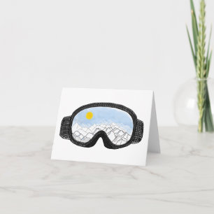 Ski Goggles Mountain View Illustration  Card