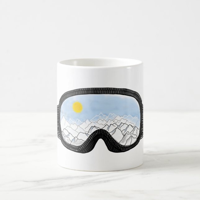 Ski Goggles Mountain View Illustration  Coffee Mug (Center)